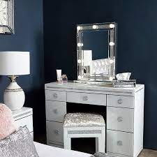 Add to favorites wooden makeup vanity table with 3 drawers and soft leather stool with mirror, dressing led lights, rustic brown elizamcoon $ 259.95 free shipping add to favorites. Diamond Glitz Dressing Table Mirror With 9 Dimmable Led Light Bulbs Picture Perfect Home