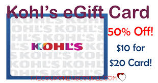 In some events, actual savings may exceed the percent savings shown. 50 Off Kohls Egift Card 10 For A 20 Kohls Card