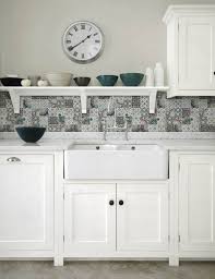 Modern white glass & marble backsplash tile. Patchwork Backsplash For Country Style Kitchen Ideas Homestead By Artistic Tile