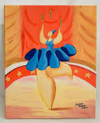 Female Juggler Painting Circus Ring Outsider Folk Art Crazy Proportions Beard American Folk Art Folk Art Folk Art Painting