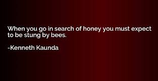 The inability of those in power to still the voices of their own consciences is. When You Go In Search Of Honey You Must Expect To Be Stung By Kenneth Kaunda Quotation Io