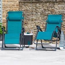 Helsinki Set Of 2 Teal Zero Gravity Loungers Lounger Sun Lounger Zero Gravity
