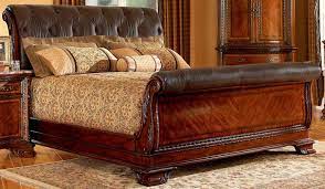 Furniture Bedroom Furniture Sleigh Bed Bedroom Leather Sleigh Bed Queen Bedroom Furniture Brown Wood Bedroom Wood Furniture Bedroom Decor