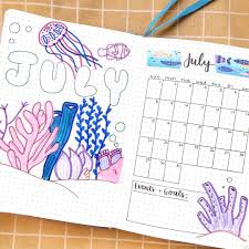 Decided To Go With An Ocean Theme For July Mermaid Journal Ocean Themes Cool Calendars