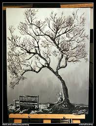 Accent the foyer or family room with this timeless framed print, featuring black and white hues and a classic black frame. Black And White Tree Painting Painting Inspired