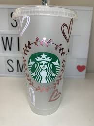 Personalized Starbucks Cup With Pink And White Hearts Starbucks Tumbler Cup Starbucks Design Custom Starbucks Cup