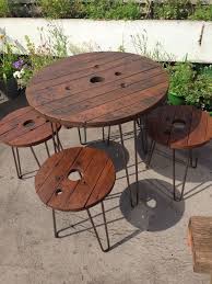 Garden Table Wooden Garden Furniture Set Table And Stools Upcycled Cable Reel Drums Bpyxgnf Rustic Outdoor Furniture Wooden Garden Furniture Rustic Table