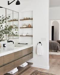 Modern Bathroom Built In Shelves Light Wash Hardwood Floors Bathroom Interior Design Modern Bathroom Design Bathroom Interior