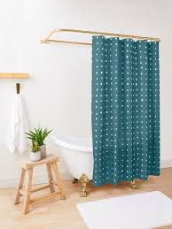 Black And Blue Shower Curtain Hand Drawn Dots On Dark Teal Shower Curtain By Blertadk Black Shower Curtains Blue Shower Curtains Teal Shower Curtains