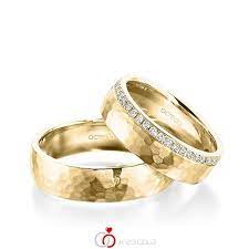 20 gramm in 600er platin profil : Paar Klassische Memoire Trauringe Eheringe In Gelbgold 916 Gehammert Struktur Halbausgefasst Mit Zus 0 22 Ct Brillant Tw Si Von Acredo