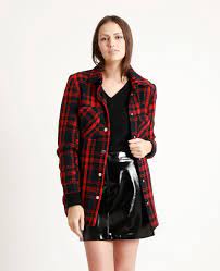Vestes et vestons pour femme. Veste Epaisse A Carreaux Rouge 323368338b08 Pimkie