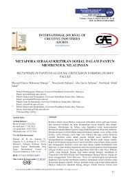 Pantun bersuka cita elok rupanya kumbang jati dibawa itik pulang petang tidak berkata besar hati melihat ibu sudah datang *a. Pdf Metaphors In Pantuns As Social Criticism In Forming Human Values