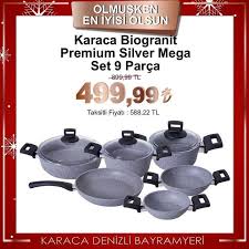 Yemek takımı, küçük ev aletleri, çeyiz kampanyaları, ev tekstili, mutfak gereçleri, banyo seti, bebek araç gereçleri ve daha fazlası düşük fiyatlarıyla ceyizyolu.com' da. Karaca Denizli Karaca Bio Granit Mega 9 Parca Tencere