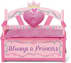 Looking for a good deal on bench chest? Amazon Com Wildkin Kids Princess Wooden Bench Seat With Storage Toy Box Bench Seat Features Safety Hinge Padded Backrest Seat Cushion And Two Carrying Handles Measures 32 X 15 5 X 27 5 Inches Pink