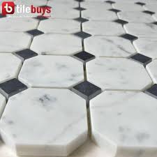 Black And White Marble Mosaic Tile Carrara White And Nero Black Marble Mosaic Tile In 2 Octagon Pattern Polished Octagon Pattern White Marble Mosaic Marble Mosaic