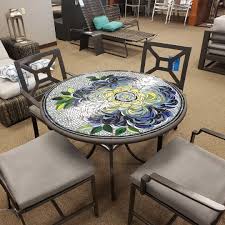 Wrought and cast iron are beautiful in its own right, especially when expertly designed and crafted. Knf Nellie Olson Giovella 42 Round Mosaic Dining Table Outdoor Furniture Sunnyland Outdoor Patio Furniture Dallas Fort Worth Tx