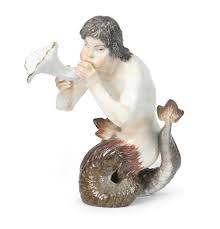 A Rare Meissen Figure Of A Triton Circa 1740 This Figure Together With The Companion Figure Of A Nereid May Have Been Modelled For Th Meissen Ceramics Rare