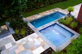 Classy Double Square Small Inground Pools With Green Field Small Backyard Pools Pools For Small Yards Small Pool Design
