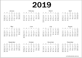 Printable Yearly Calendar 2019 Printable Calendar Template Calendar 2019 Template Blank Calendar Template