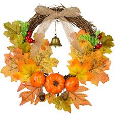 Artiflr 12 Inch Artificial Autumn Fall Wreath Harvest Thanksgiving Door Wreath For Front Door With Pumpkins Maple Leaf And Berry Buy Online In India Missing Category Value Products In India