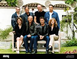 80's singers (back row L-R) Ian Glenn and Martyn Ware from Heaven 17,  Richard Drummie and Peter Cox from Go West, Kim Wilde, Glenn Gregory from  Heavan 17, Paul Young, and Carol