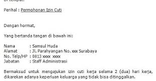 Contoh surat izin cuti melahirkan untuk karyawan di perusahaan. Contoh Pembuatan Surat Izin Cuti Kerja Contoh Surat