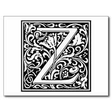 Decorative Letter Initial Z Postcard Zazzle Com Lettering Alphabet Lettering William Morris