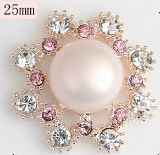 4 Flat Back Rhinestone Pearl Embellishment Metal 25 Mm AL-150
