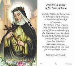 Prayer In Honour Of Saint Rose Of Lima Feast Day August 23rd St Rose Of Lima Prayers Saints