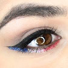 🇺🇸🎆🎇 i hope you have a wonderful holiday. Makeup For Fourth Of July Red White Blue Sparkles Slashed Beauty
