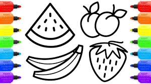 Drawing For Kids 8 Fruit Coloring Pages How To Draw Watermelon Apple And Other Fruits For Child Fruit Coloring Pages Apple Coloring Pages Fish Drawing For Kids