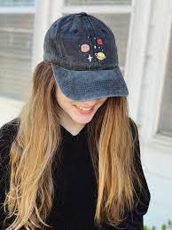 Hand Embroidered Space Hat In 2021 Embroidery On Clothes Hat Embroidery Diy Embroidery Patterns