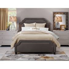 Nightstands & bedside tables : Art Van Carlyle Queen Pewter Upholstered Bed Overstock 9982036