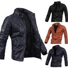 New Mens Multi Zipper Button Collar Men Amp 39 S Motorcycle Leather Jacket Wish Leather Jacket Men Jackets Men Fashion Leather Jacket Men Style