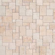 Classic Beige Travertine Versailles Pattern Tumbled Mosaic Floor and W