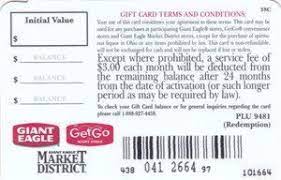 You will be informed about your gift card balance. Gift Card Giant Eagle Giant Eagle United States Of America Giant Eagle Col Us Gie 003