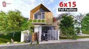 Rumah 6x15 Kolam Renang Dan 4 Kamar Tidur Dekorasi Luar Ruangan Rumah Kolam Renang