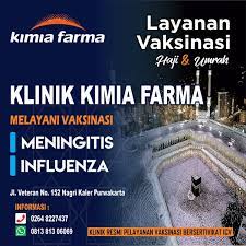 Apotek kimia farma, כתובת — jl. Kimia Farma Pa Twitter Hai Sahabatkaef Layanan Vaksinasi Meningitis Dan Influenza Bagi Yang Akan Menunaikan Ibadah Haji Dan Umroh Kini Hadir Di Klinik Kimia Farma 440 Purwakarta Informasi Lebih Lanjut