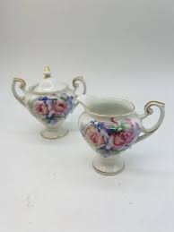 Vintage Takiro Japan Sugar Bowl & Creamer Set Handpainted Porcelain  Granny Chic | eBay