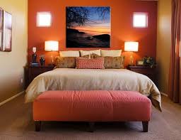 Dark Orange Accent Wall In Bedroom Should We Do This To Our Room Maybe Not Organge But Another Color Bedroom Orange Bedroom Colors Master Bedrooms Decor