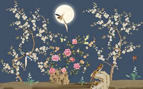 Enjoy free shipping on most stuff, even big stuff. Home Living Wall Decals Murals Chinoiserie Brushwork Flowers And Birds Wallpaper Home Decor Wall Murals Flying Birds And Peony Flowers Floral Wallpaper