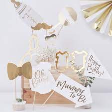 Gold Foil Baby Shower Photo Booth Props Ginger Ray