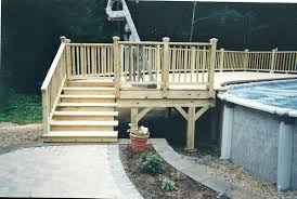 The pictures below do not show the staircase, they are just to illustrate the different sizes that are available. Above Ground Pool Wood Deck Kits Shefalitayal