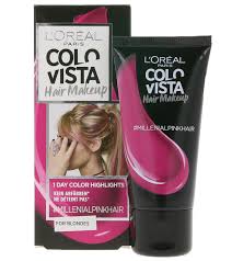 Lowlighting involves getting a darker hair color for blonde hair, try hair colors one or two shades darker than your current hair color. Loreal Paris Colovista Hair Make Up Pink Highlightening Hair Color For Blonde Hair 30 Ml