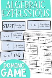 Algebraic Expressions Domino Game Algebraic Expressions