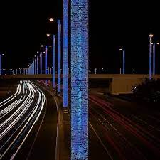 Qatarism Com On Instagram Beautiful Color Changing Light Pols With Arabic Calligraphy Best View These Days Airport Road Doha Qatar Salehalmeer