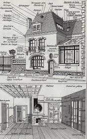 Vintage French Chart House Diagram Architectural Features Etsy France Apprendre Le Francais Parler Francais