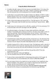 Projectile Motion Worksheets Word Problem Worksheets Word Problems Physics Problems