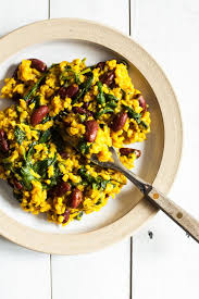One Pot Turmeric Rice Beans Greens Recipe Vegan Recipes Beans Rice Dishes