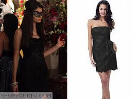 The Vampire Diaries Season 7 Episode 22 Josie S Purple Tee Shop Your Tv Strapless Black Lace Dress Black Lace Dress Lace Dress